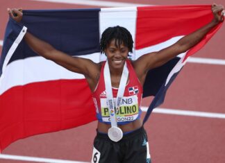 Marileidy Paulino plantó nuevo récord este viernes con 49.12 segundos al conquistar el primer lugar en los 400mts planos en la carrera de la Liga Diamante.