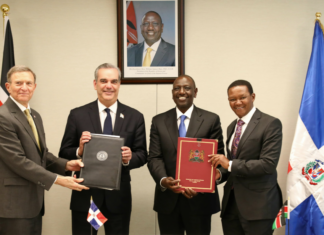 Abinader afirma Kenia es un nuevo amigo de la República Dominicana El presidente Luis Abinader sostuvo una reunión bilateral con su homólogo de Kenia, William Ruto, tras la cual definió al país africano como un nuevo amigo de República Dominicana.