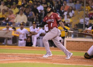 Leury García disparó doble y dos sencillos con tres remolcadas en el triunfo de los Gigantes 7-5 ante las Águilas en el Estadio Cibao en la jornada inaugural de la Liga Dominicana 2023-24 por la Copa Banreservas dedicada a la comunicadora Onfalia Morillo.