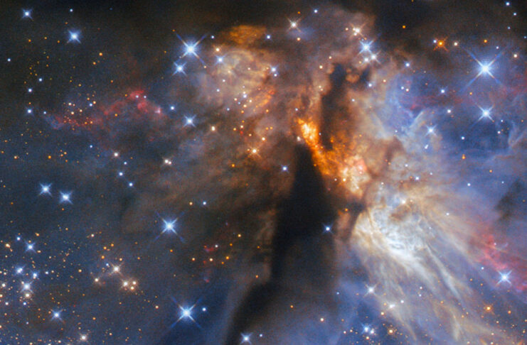 El Hubble capta una joven estrella masiva escondida en una nebulosa oscura