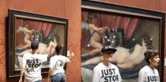 Dos miembros de un grupo ecologista llamado Just Stop Oil (JSO), irrumpieron en la galería y causaron daños significativos al romper el cristal protector de una pintura. El cuadro afectado fue “La Venus del Espejo” de Velázquez, una obra maestra histórica que sufrió daños en su estructura protectora debido a la acción de los activistas.
