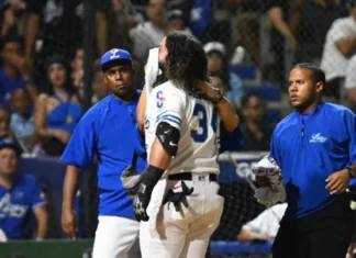 El toletero colombiano Jorge Alfaro estará fuera de acción de cinco a siete días en el campeonato de béisbol invernal dominicano luego de que este domingo recibiera un pelotazo en el rostro, en el partido en el que los Tigres del Licey se enfrentaron a las Águilas Cibaeñas.