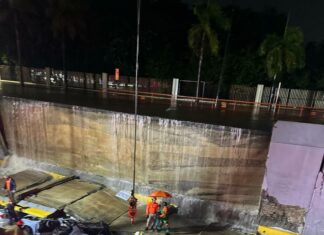 Los organismos de socorro extrajeron pasadas las 10:15 de la noche, otros cuatro cuerpos de entre los escombros dejados por el colapso de una pared en el desnivel de la avenida 27 de Febrero con Máximo Gómez.