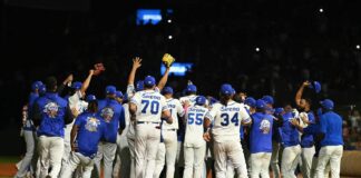 Cinco lanzadores se combinaron para tirar pelota en blanco de solo cinco imparables y el intermedista Jack Mayfield disparó dos imparables remolcadores de carreras para que los Tigres del Licey blanquearan 5-0 a las Estrellas Orientales, en el tercer choque de la Serie Final del Torneo de Béisbol Invernal, efectuado en el Estadio Tetelo Vargas de esta ciudad.