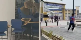 En un video difundido en redes sociales se observa a ciudadanos huyendo frenéticamente de una de las puertas de la Universidad de Guayaquil (UG) mientras suenan detonaciones de armas de fuego.