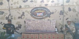 El Cuerpo Especializado de Seguridad Fronteriza Terrestre (Cesfront) tras realizar las habituales inspecciones en el puesto de chequeo en Carrizal, Elías Piña, incautó a un nacional haitiano la cantidad de 252,200 unidades de cigarrillos, marca Point, los cuales pretendía introducir al país de manera irregular.