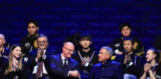 El viceprimer ministro de la Federación de Rusia, Dmitri Chernishenko, clausuró hoy en la ciudad rusa de Kazán los primeros Juegos del Futuro Rusia 2024.