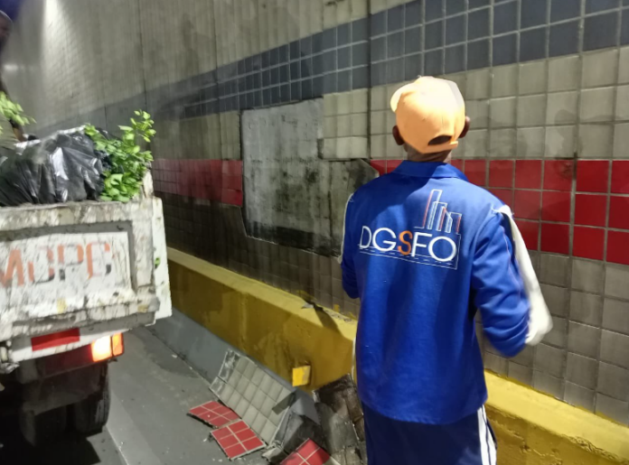 MOPC afirma no hay peligro tras desprendimiento de cerámica en túnel de la 27 de Febrero