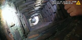 Delincuente huye al estilo de Papá Noel y queda atascado en una chimenea