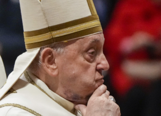 El papa Francisco aparece en público con un hematoma en el cuello