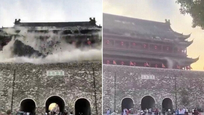 colapso de una torre china de 650 años