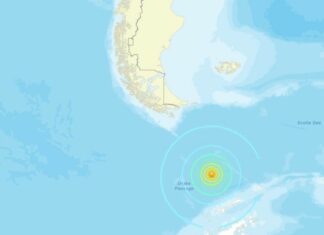 Sismo de 7,5 en el mar entre América del Sur y la Antártida
