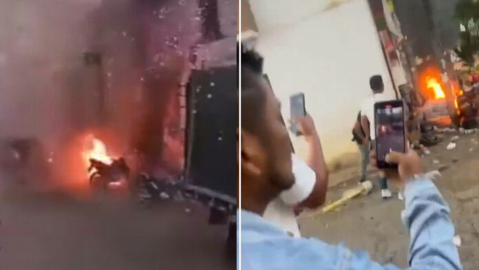 Momento de la explosión de una motobomba que dejó 15 heridos en Colombia