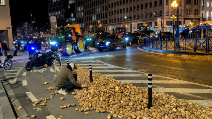 Ciudadanos de Bruselas sacan provecho de las papas antidisturbios
