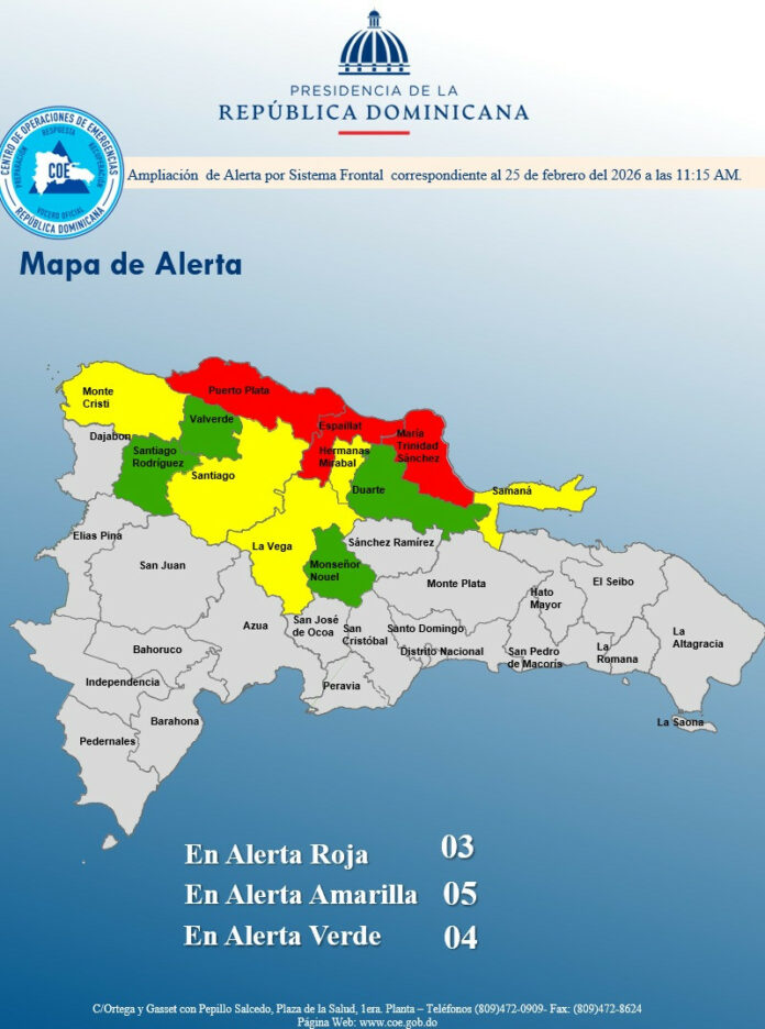 COE reporta daños y declara alerta roja para Puerto Plata, Espaillat y María Trinidad Sánchez