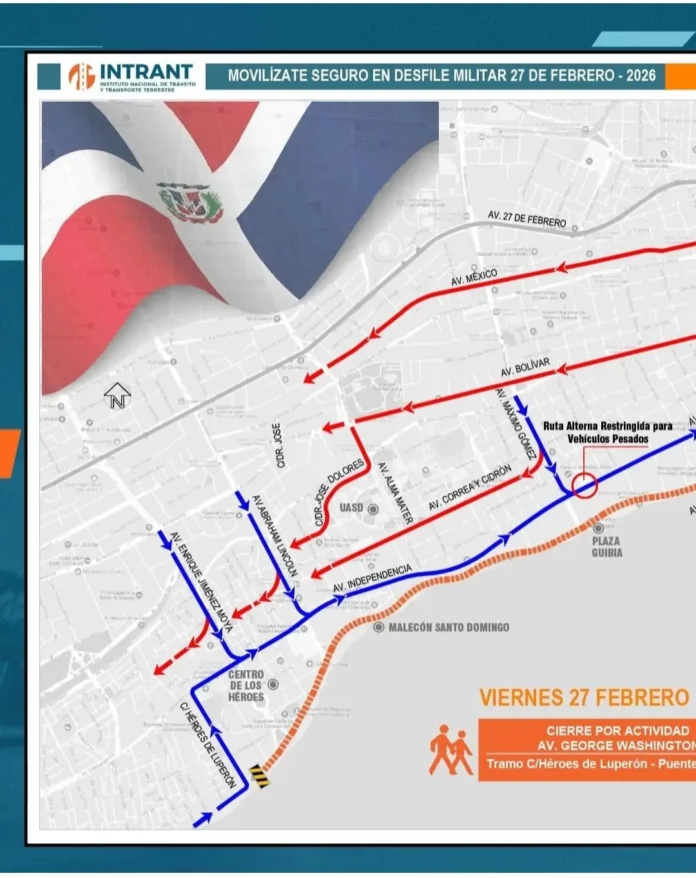 Cierran tramo de la avenida George Washington por desfile militar del 27 de Febrero