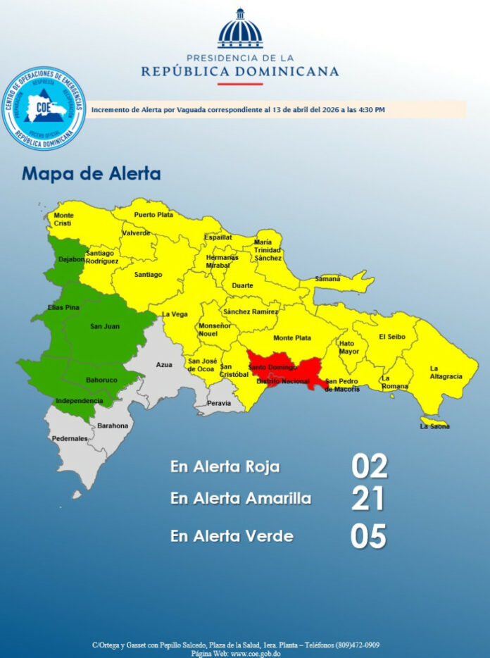 Gran Santo Domingo en alerta roja por efectos de vaguada